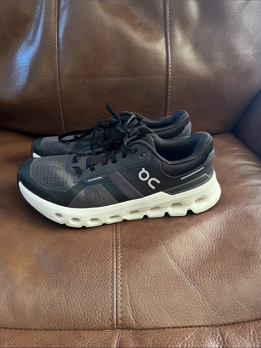 On Cloudrunning Women's Black and White Sneakers